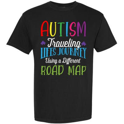 Autism Traveling Life's Journey Using A Different Road Map Gift Garment-Dyed Heavyweight T-Shirt