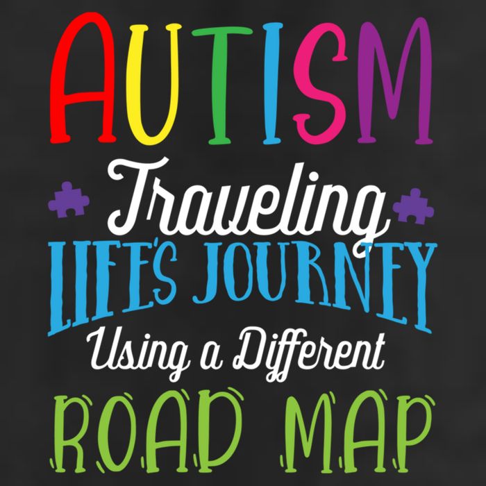 Autism Traveling Life's Journey Using A Different Road Map Gift 7 Panel Mesh Trucker Snapback Hat