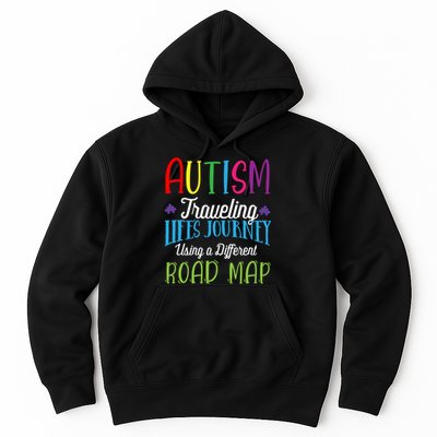 Autism Traveling Life's Journey Using A Different Road Map Gift Hoodie