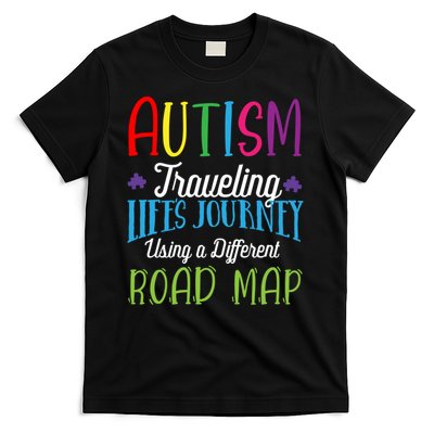 Autism Traveling Life's Journey Using A Different Road Map Gift T-Shirt