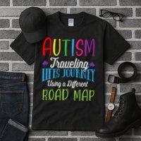 Autism Traveling Life's Journey Using A Different Road Map Gift Tall T-Shirt