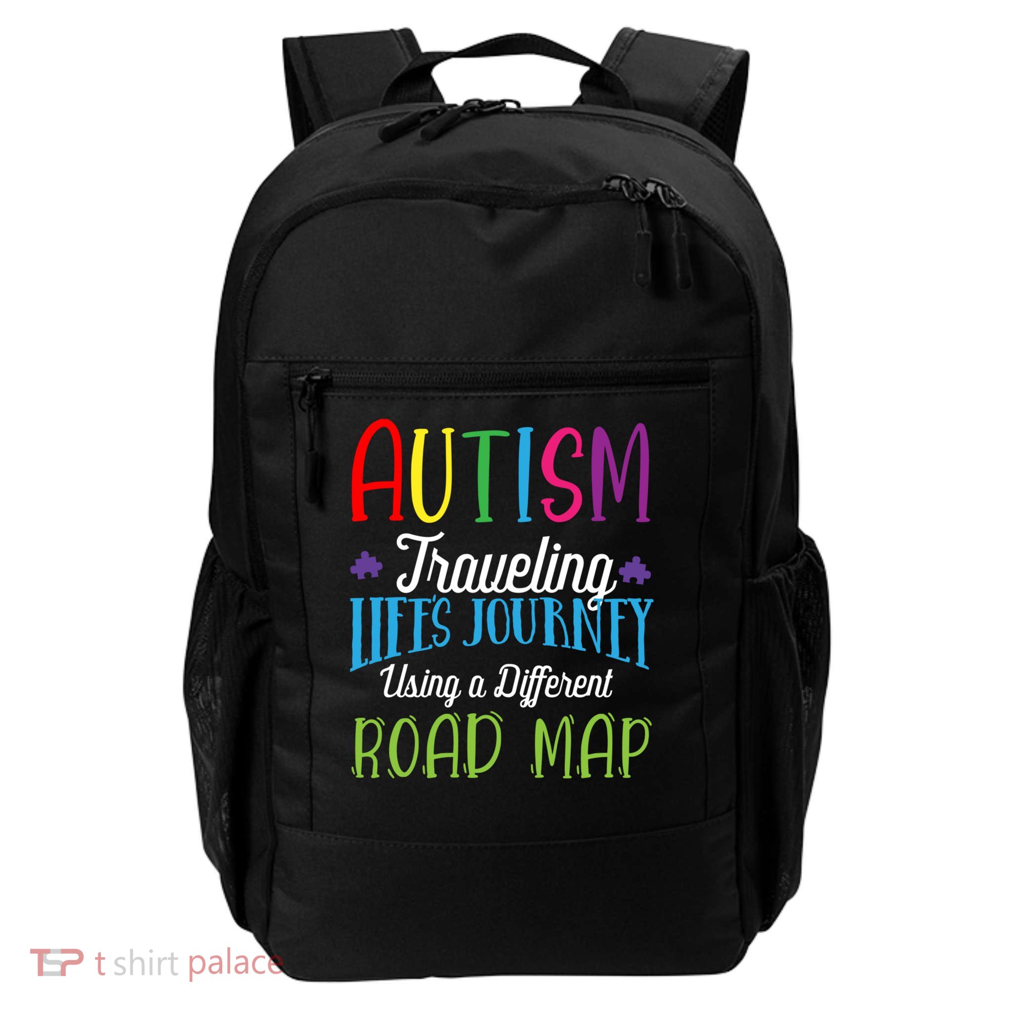 Autism Traveling Life's Journey Using A Different Road Map Gift Backpack