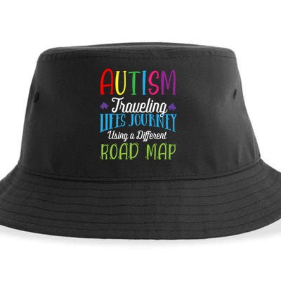 Autism Traveling Life's Journey Using A Different Road Map Gift Sustainable Bucket Hat