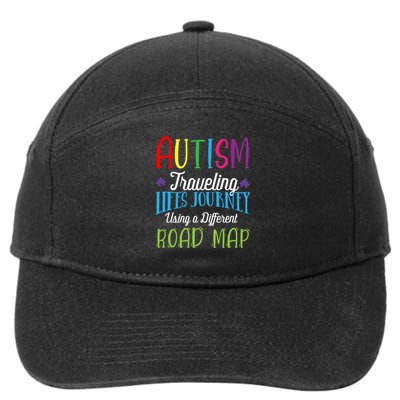 Autism Traveling Life's Journey Using A Different Road Map Gift 7-Panel Snapback Hat
