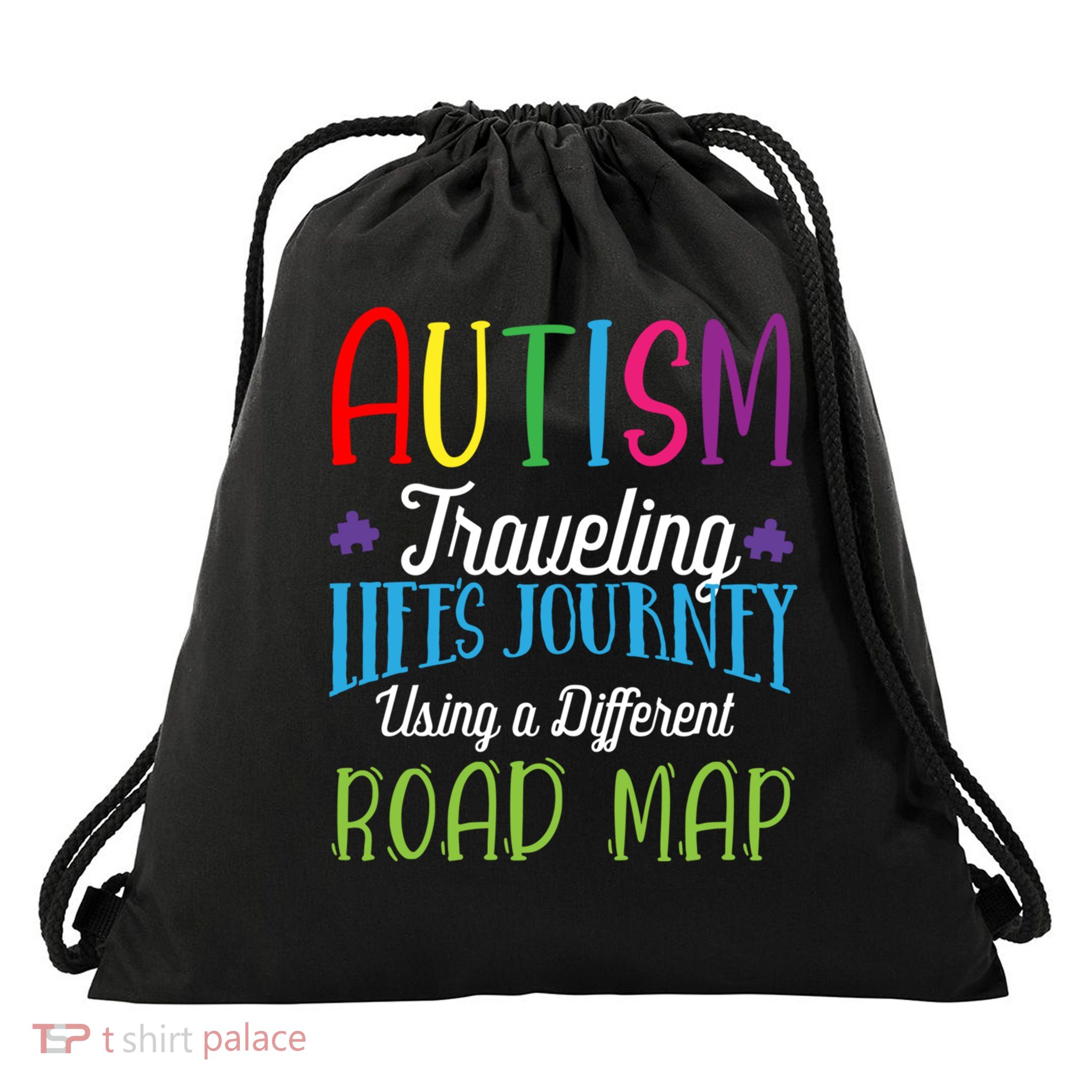 Autism Traveling Life's Journey Using A Different Road Map Gift Drawstring Bag