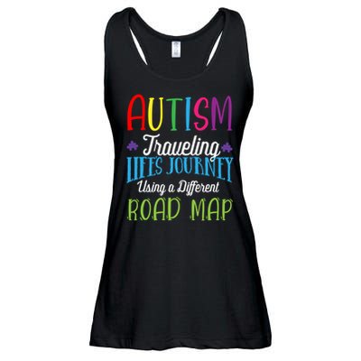 Autism Traveling Life's Journey Using A Different Road Map Gift Ladies Essential Flowy Tank