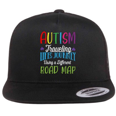Autism Traveling Life's Journey Using A Different Road Map Gift Flatbill Hat