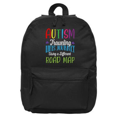 Autism Traveling Life's Journey Using A Different Road Map Gift 16 in Basic Backpack