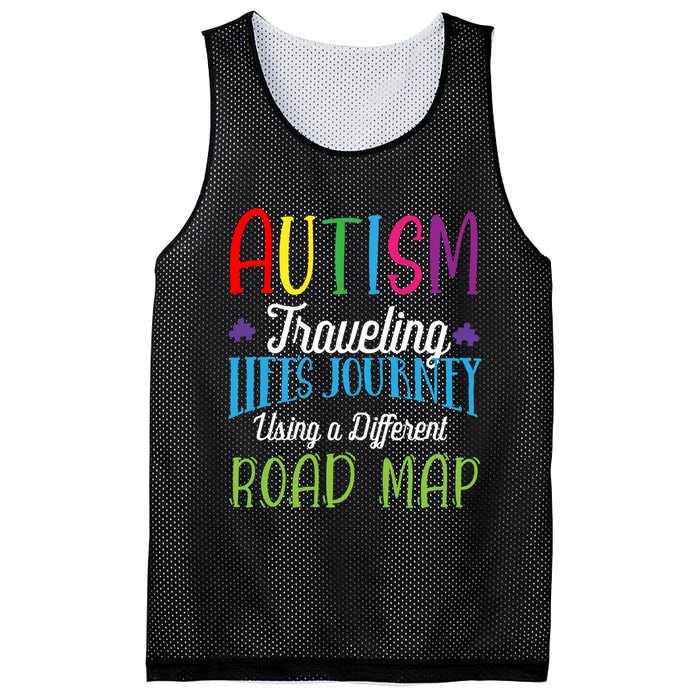 Autism Traveling Life's Journey Using A Different Road Map Gift Mesh Reversible Basketball Jersey Tank