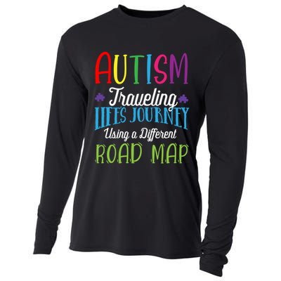 Autism Traveling Life's Journey Using A Different Road Map Gift Cooling Performance Long Sleeve Crew