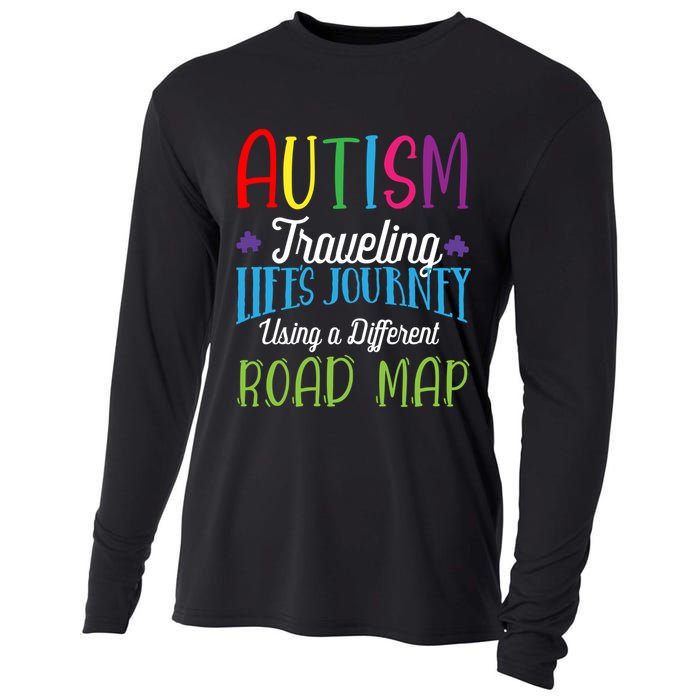 Autism Traveling Life's Journey Using A Different Road Map Gift Cooling Performance Long Sleeve Crew