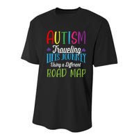 Autism Traveling Life's Journey Using A Different Road Map Gift Youth Performance Sprint T-Shirt