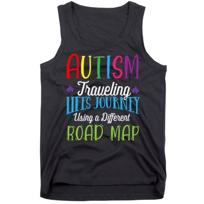 Autism Traveling Life's Journey Using A Different Road Map Gift Tank Top