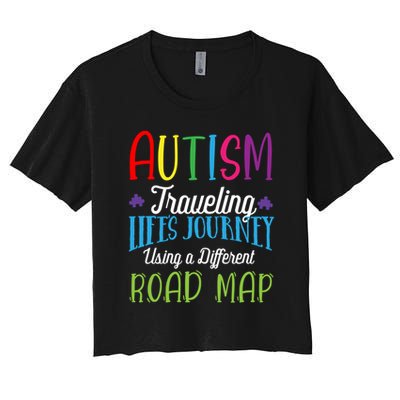 Autism Traveling Life's Journey Using A Different Road Map Gift Crop Top