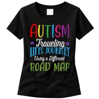 Autism Traveling Life's Journey Using A Different Road Map Gift Womens T-Shirt
