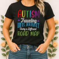 Autism Traveling Life's Journey Using A Different Road Map Gift Womens T-Shirt