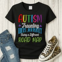 Autism Traveling Life's Journey Using A Different Road Map Gift Womens T-Shirt