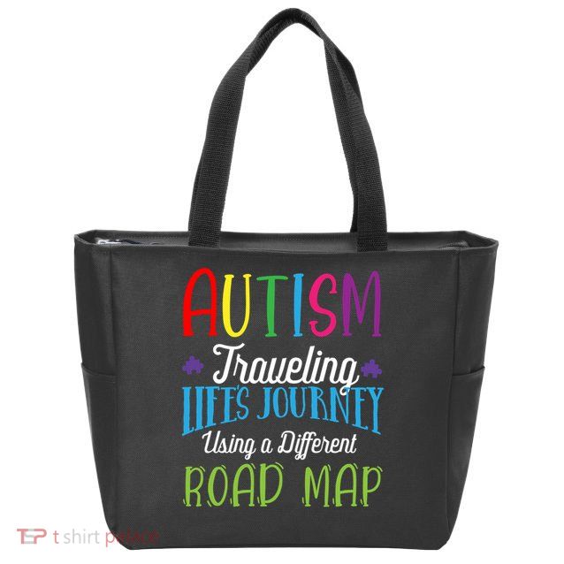 Autism Traveling Life's Journey Using A Different Road Map Gift Zip Tote Bag