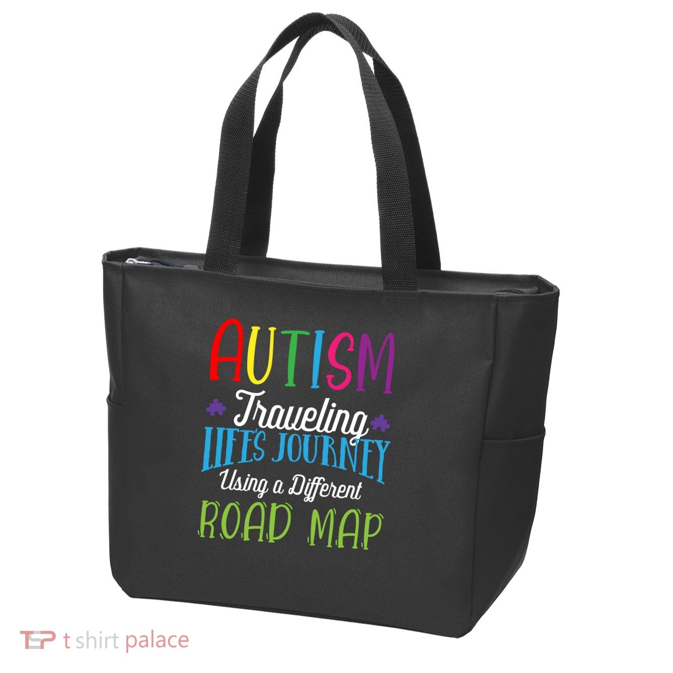 Autism Traveling Life's Journey Using A Different Road Map Gift Zip Tote Bag