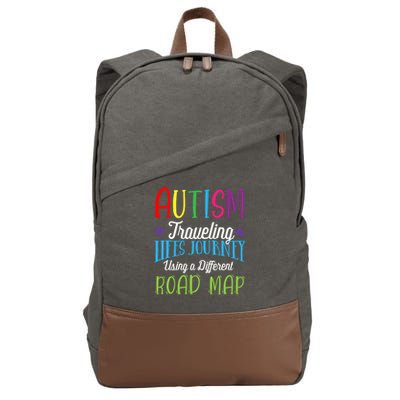 Autism Traveling Life's Journey Using A Different Road Map Gift Cotton Canvas Backpack
