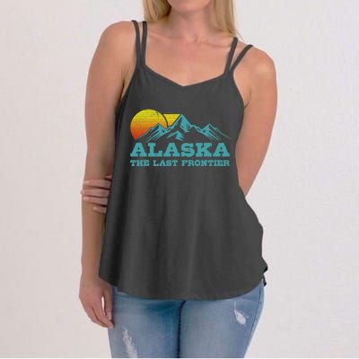 Alaska The Last Frontier Vintage Mountains Sunset Souvenir Women's Strappy Tank