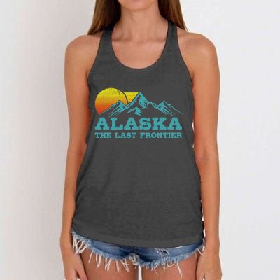 Alaska The Last Frontier Vintage Mountains Sunset Souvenir Women's Knotted Racerback Tank