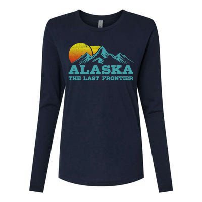 Alaska The Last Frontier Vintage Mountains Sunset Souvenir Womens Cotton Relaxed Long Sleeve T-Shirt