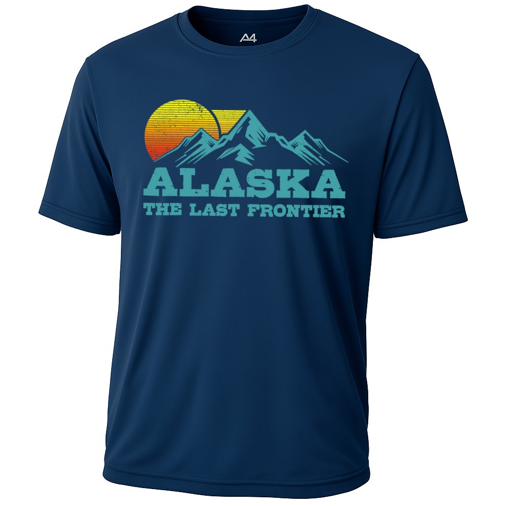 Alaska The Last Frontier Vintage Mountains Sunset Souvenir Cooling Performance Crew T-Shirt