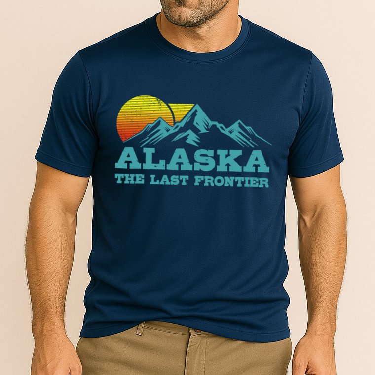 Alaska The Last Frontier Vintage Mountains Sunset Souvenir Cooling Performance Crew T-Shirt