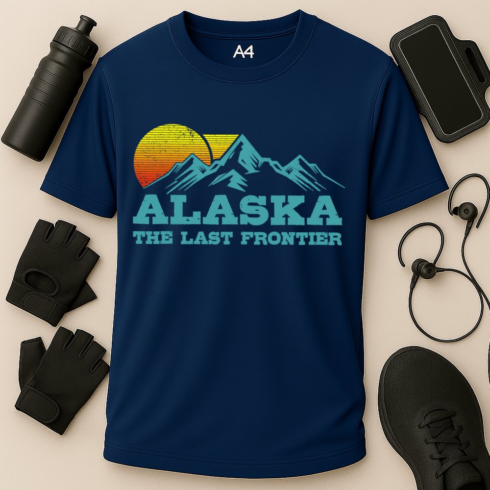 Alaska The Last Frontier Vintage Mountains Sunset Souvenir Cooling Performance Crew T-Shirt