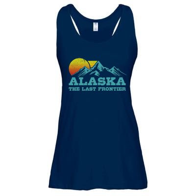 Alaska The Last Frontier Vintage Mountains Sunset Souvenir Ladies Essential Flowy Tank