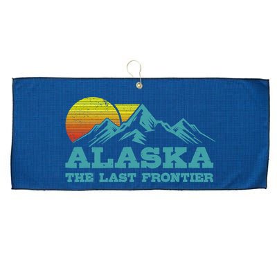 Alaska The Last Frontier Vintage Mountains Sunset Souvenir Large Microfiber Waffle Golf Towel