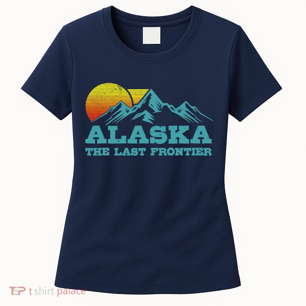 Alaska The Last Frontier Vintage Mountains Sunset Souvenir Womens T-Shirt