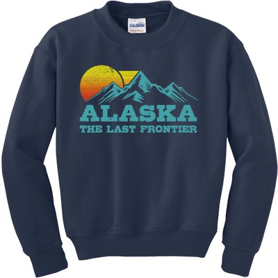 Alaska The Last Frontier Vintage Mountains Sunset Souvenir Kids Sweatshirt