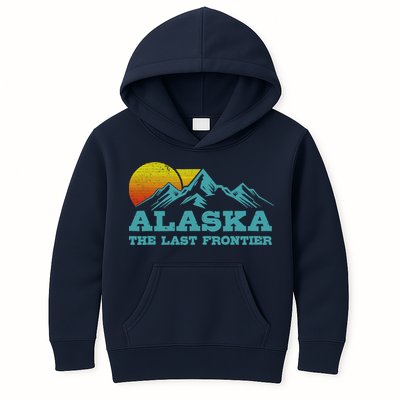 Alaska The Last Frontier Vintage Mountains Sunset Souvenir Kids Hoodie