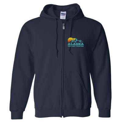 Alaska The Last Frontier Vintage Mountains Sunset Souvenir Full Zip Hoodie