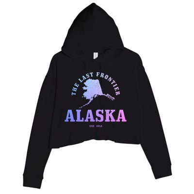 Alaska The Last Frontier State Map Est. 1959 Vintage Crop Fleece Hoodie