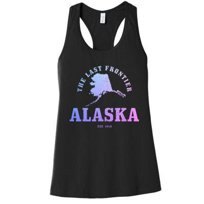 Alaska The Last Frontier State Map Est. 1959 Vintage Women's Racerback Tank