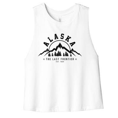 Alaska The Last Frontier Est. 1959 Mountains Nature Women's Racerback Cropped Tank