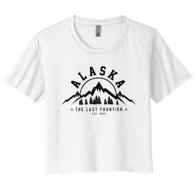 Alaska The Last Frontier Est. 1959 Mountains Nature Women's Crop Top Tee