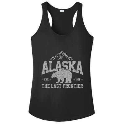 Alaska The Last Frontier Est 1959 Grizzly Bear Mountains Ladies PosiCharge Competitor Racerback Tank