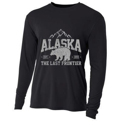 Alaska The Last Frontier Est 1959 Grizzly Bear Mountains Cooling Performance Long Sleeve Crew
