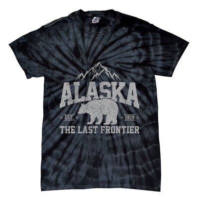Alaska The Last Frontier Est 1959 Grizzly Bear Mountains Tie-Dye T-Shirt