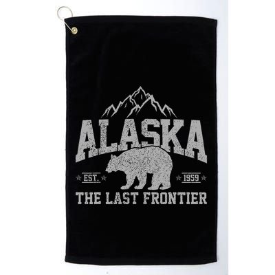 Alaska The Last Frontier Est 1959 Grizzly Bear Mountains Golf Towel
