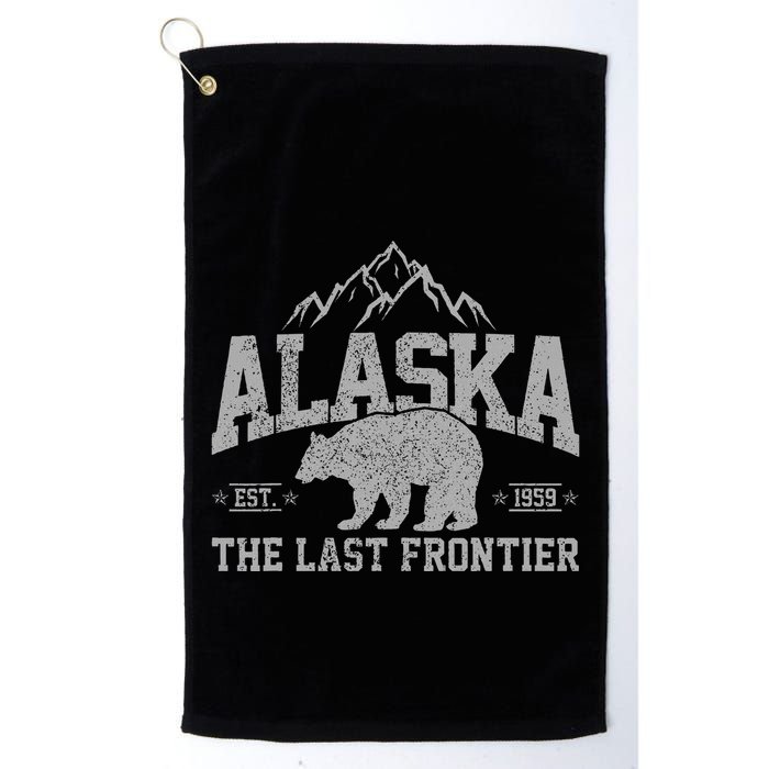 Alaska The Last Frontier Est 1959 Grizzly Bear Mountains Golf Towel
