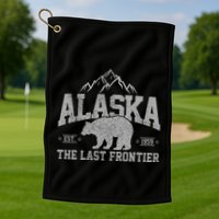Alaska The Last Frontier Est 1959 Grizzly Bear Mountains Golf Towel