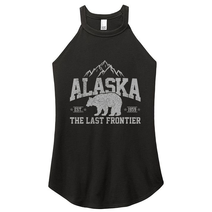 Alaska The Last Frontier Est 1959 Grizzly Bear Mountains Women's Perfect Tri Rocker Tank