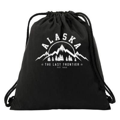 Alaska The Last Frontier Est. 1959 Mountains Nature Gift Drawstring Bag