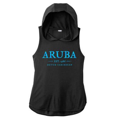 Aruba Throwback Letter Souvenir Ladies PosiCharge Tri-Blend Wicking Draft Hoodie Tank