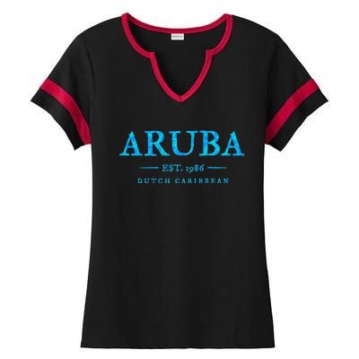 Aruba Throwback Letter Souvenir Ladies Halftime Notch Neck Tee